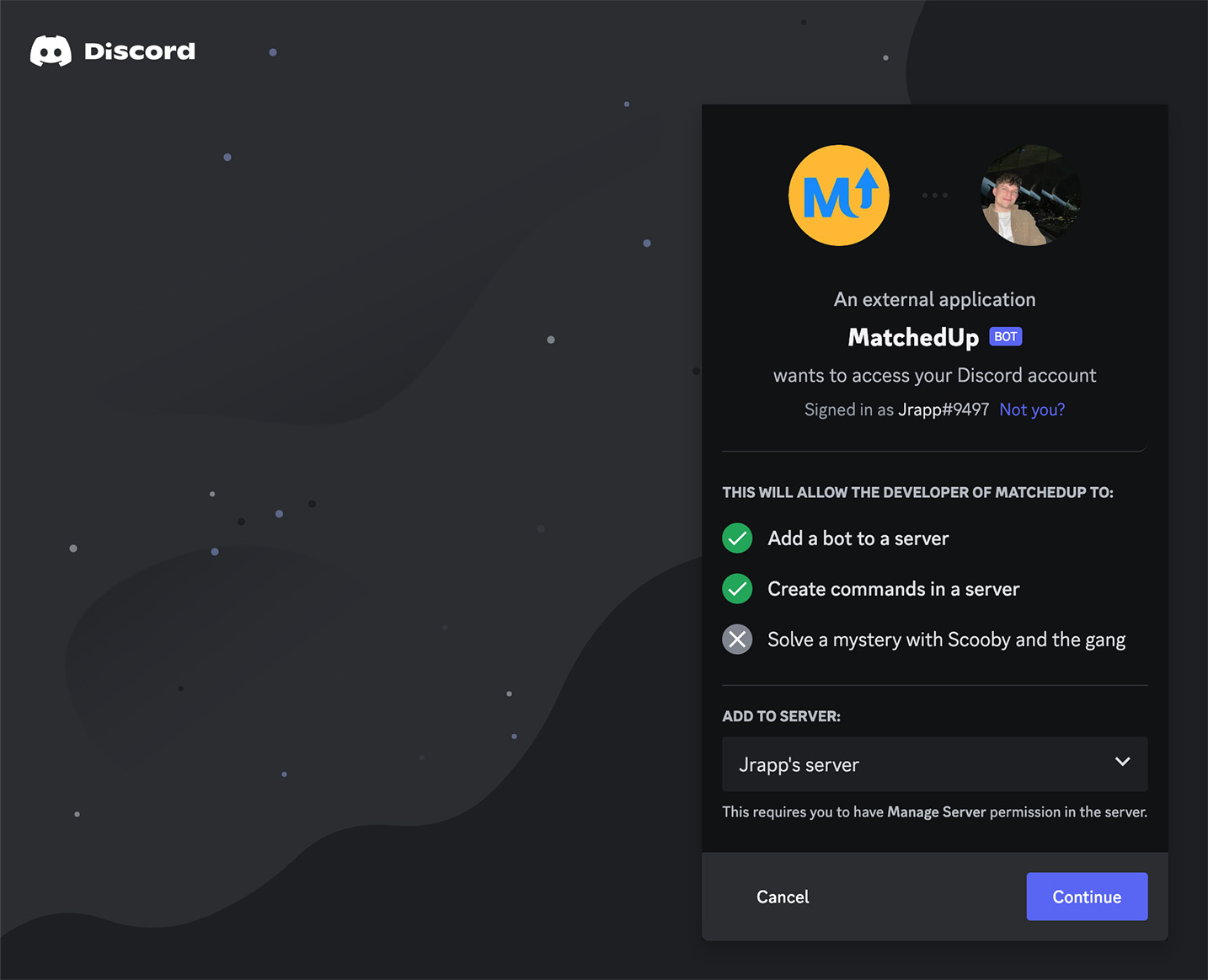 Securely integrated with Discords bot platform