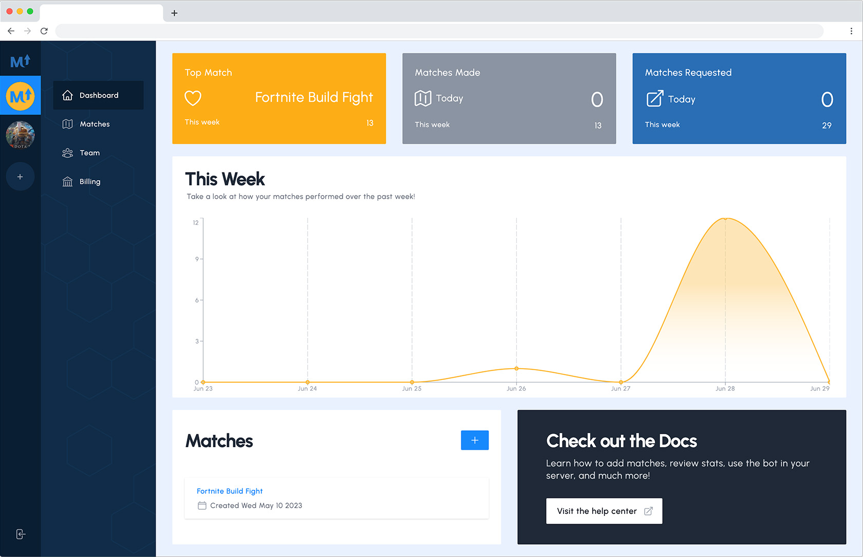 Your personal analytics and leaderboard dashboard for matchmaking